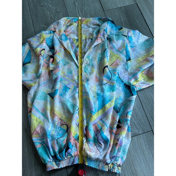 Vintage Da Rue of‎ California Blouse Pastel Silky Abstract Print Top Spring l - Picture 6 of 7